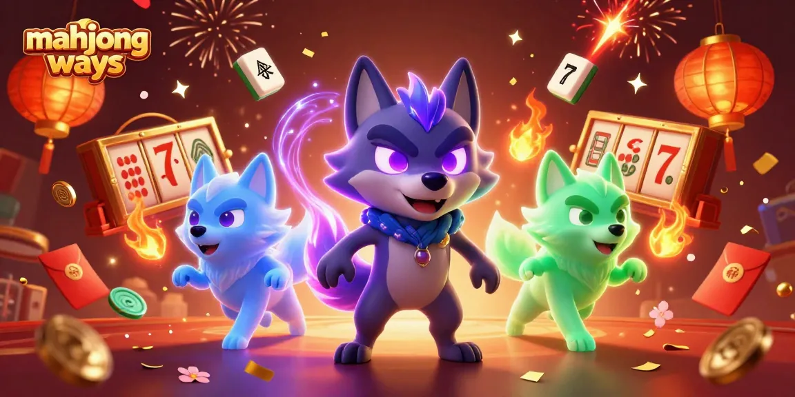 Experience mahjong ways excitement with glowing wolf companions and vibrant casino elements.