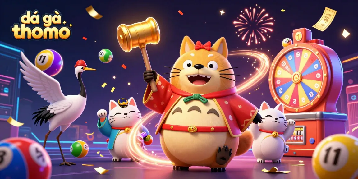 Engage in đá gà thomo cockfighting vibes with colorful elements and festive characters.