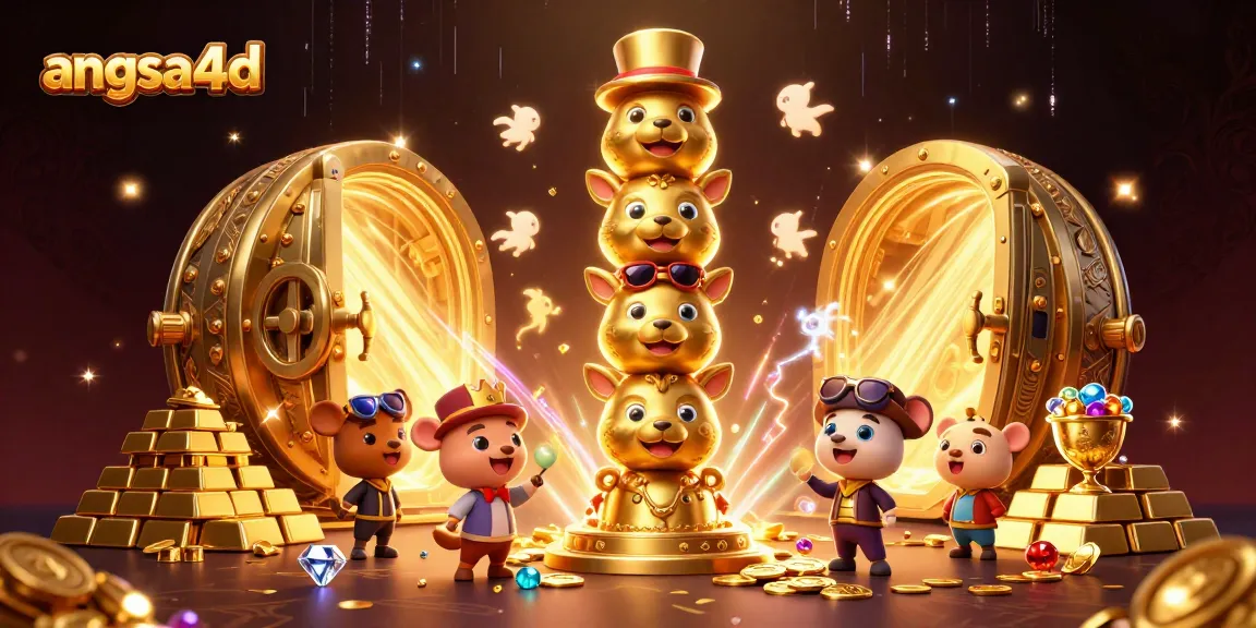 Spin and win at angsa4d, showcasing a vibrant 3D casino scene rich with slots and treasures.