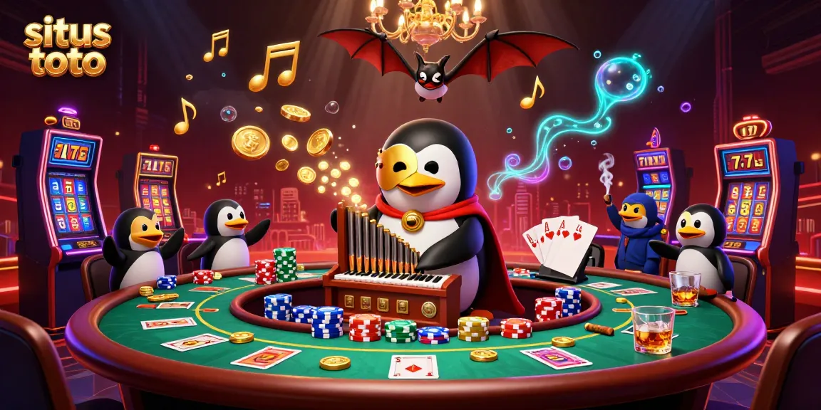 Bermain di situs toto dengan suasana kasino penuh warna, slot, dan koin emas yang mengalir.