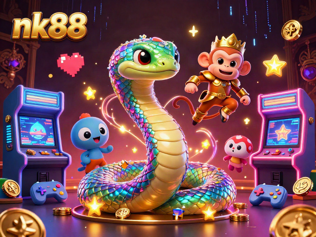 Experience the thrilling world of nk88 as vibrant creatures interact with casino game elements.