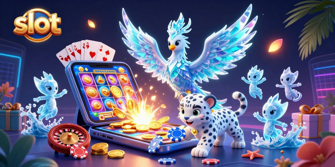 Spin vibrant slot games with luck as golden coins erupt from a 3D smartphone.