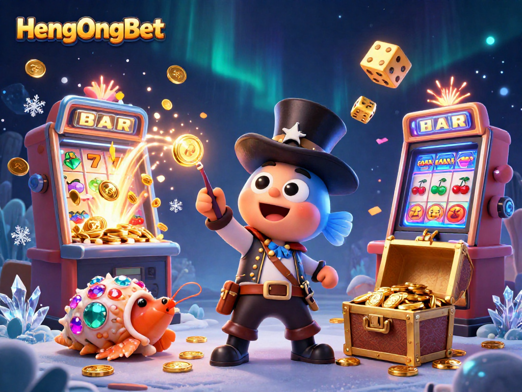 Engage with HengOngBet's thrilling casino scene featuring animated characters and vibrant game elements.