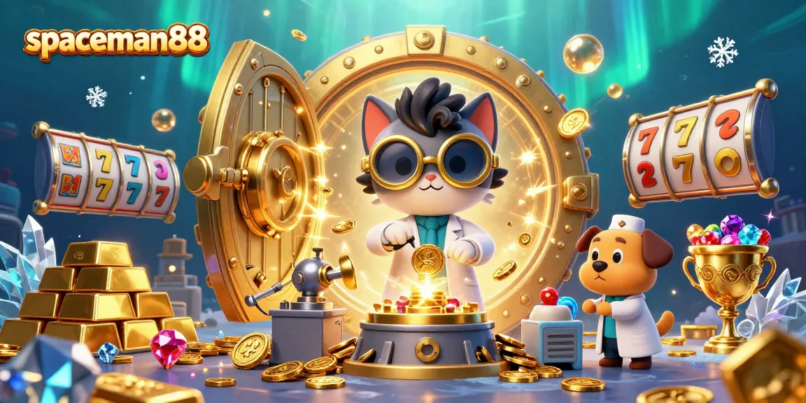Spin to win big at spaceman88 with thrilling slot reels and gold treasure in an exciting scene