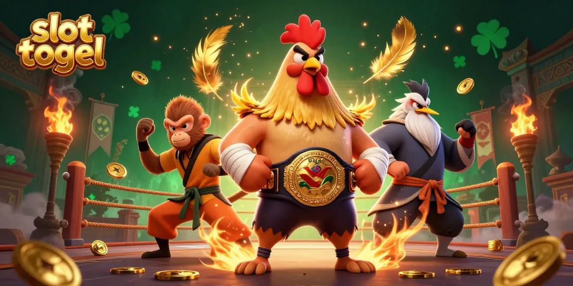 Experience thrilling slot togel action with a colorful 3D illustration featuring martial arts characters.