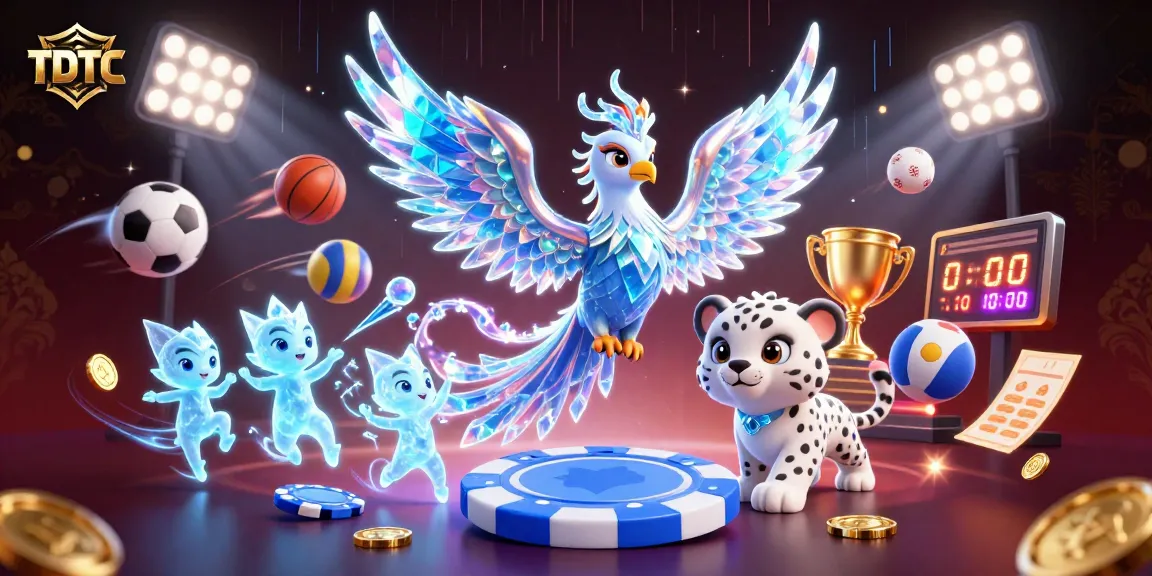 Engage with the TDTC experience featuring an ice phoenix and dynamic sports elements in vibrant detail.