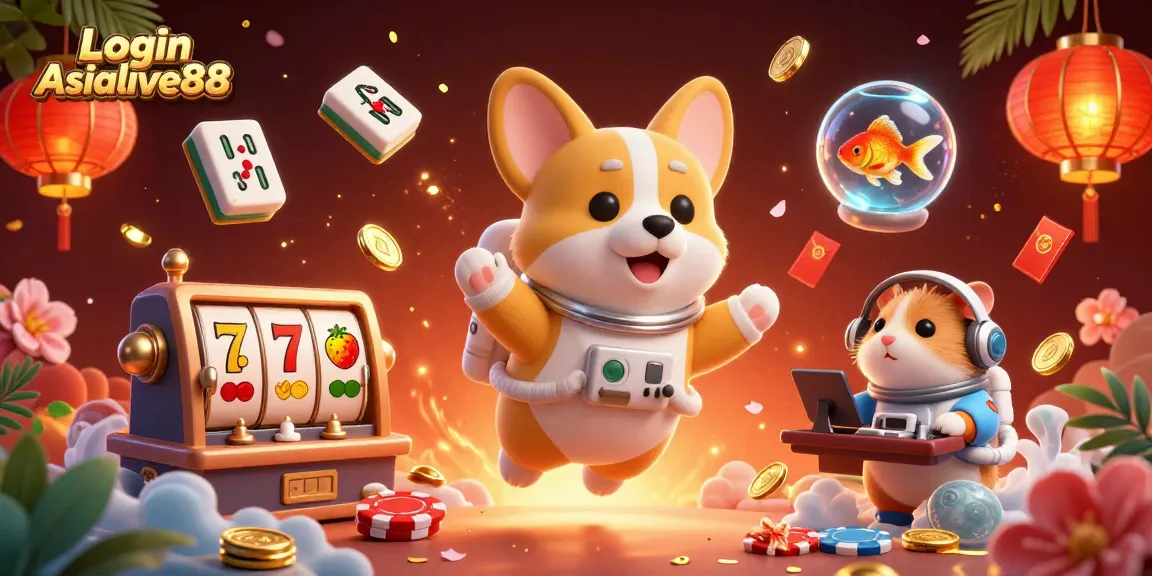 Experience thrilling gameplay and vibrant visuals at Login Asialive88 with a playful space casino scene.