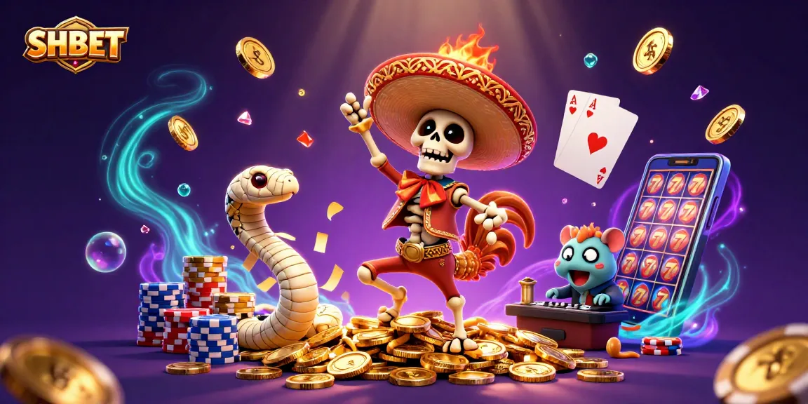 Experience thrilling gaming with SHBET, featuring vibrant characters in a dynamic casino scene.