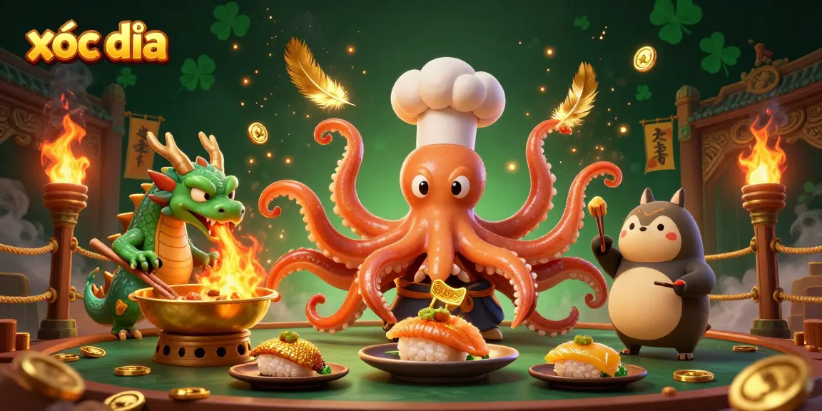 Experience the excitement of xóc đĩa with animated characters and vibrant gambling elements.