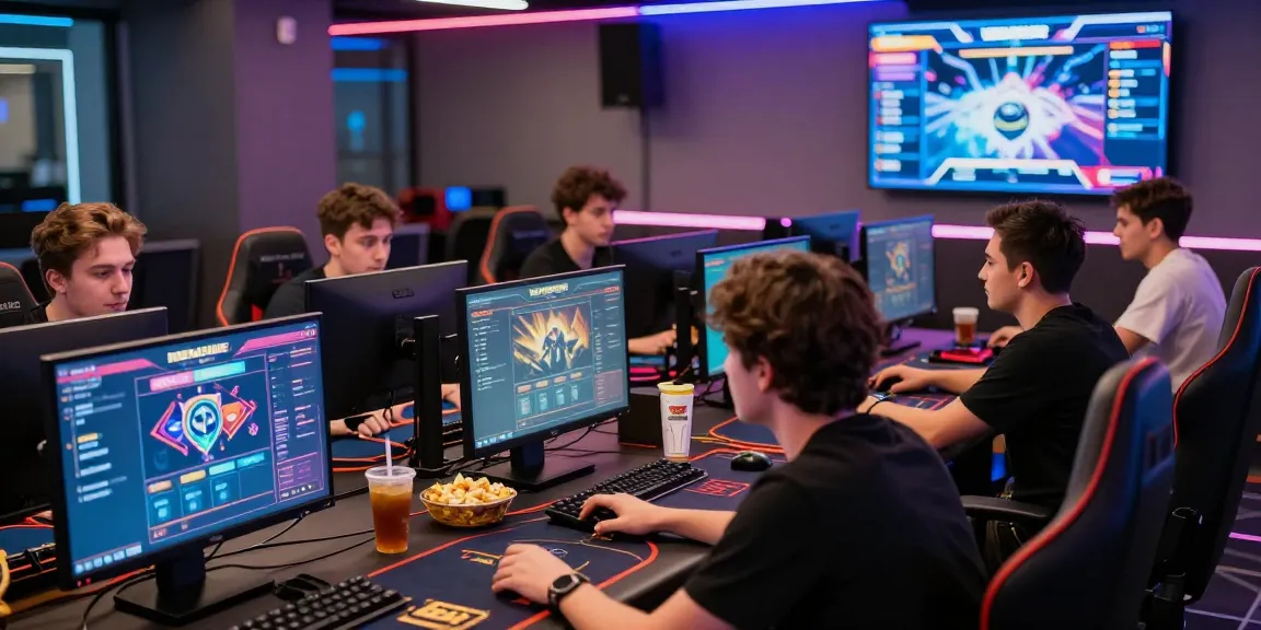 Pengguna Dewapoker bermain di lounge gaming modern, menunjukkan keramahan dan suasana menarik dalam permainan online.