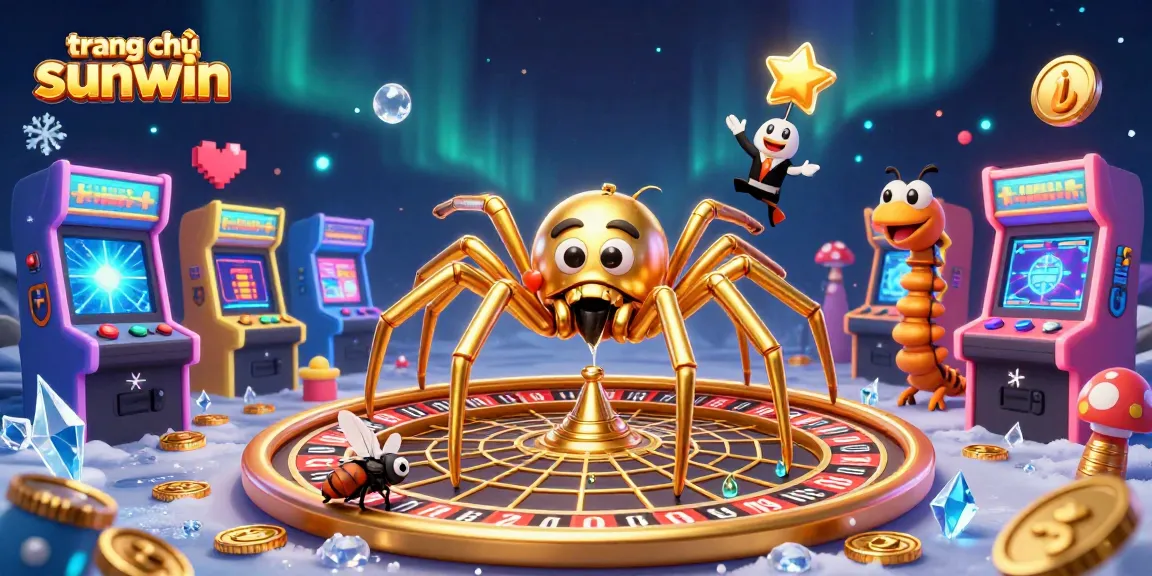 Engage with the vibrant scenes of trang chủ sunwin where a golden spider spins a roulette wheel, inviting players to place their bets.