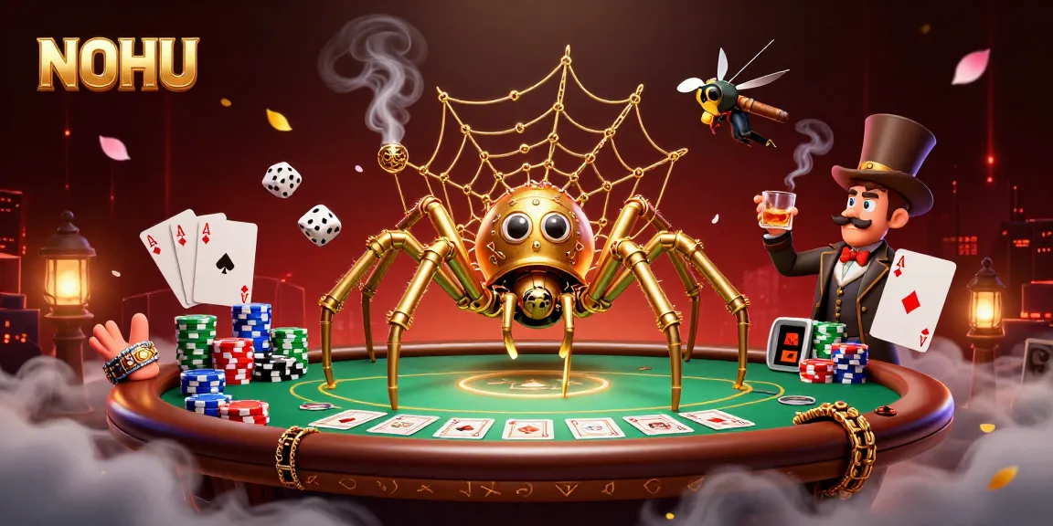Experience the thrill of poker at NOHU rooftop, showcasing golden chains, poker chips, and vibrant action.