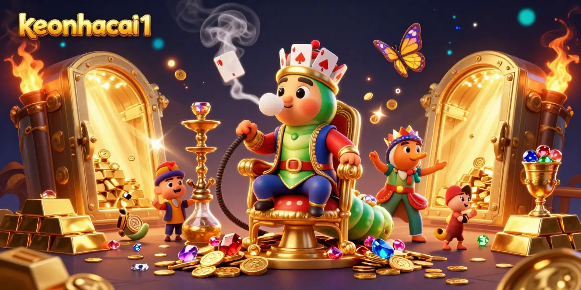 Experience captivating gameplay and rich visuals with keonhacai1 in this vibrant casino-themed illustration.