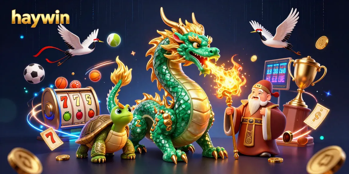 Experience thrilling gameplay at haywin with a vibrant 3D casino scene featuring lucky symbols and energetic game elements.