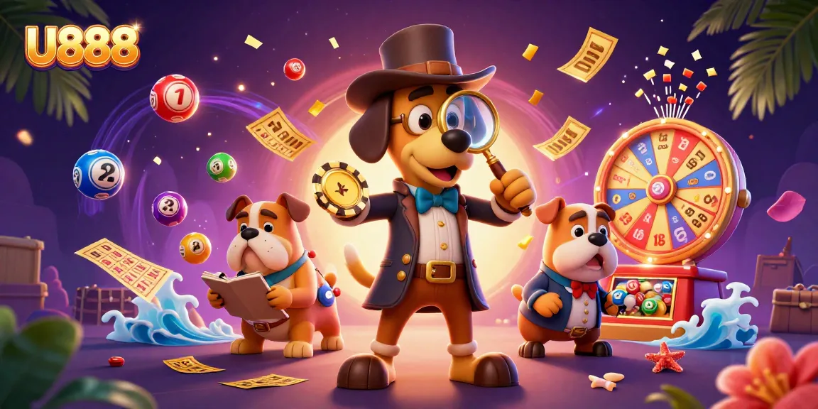 U888 showcases a captivating detective scene with poker clues and vibrant casino elements.