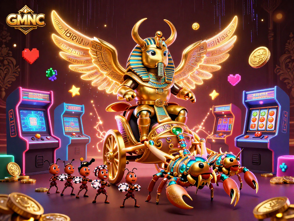 GMNC captures the excitement of gaming with a vibrant illustration of casino-themed characters.