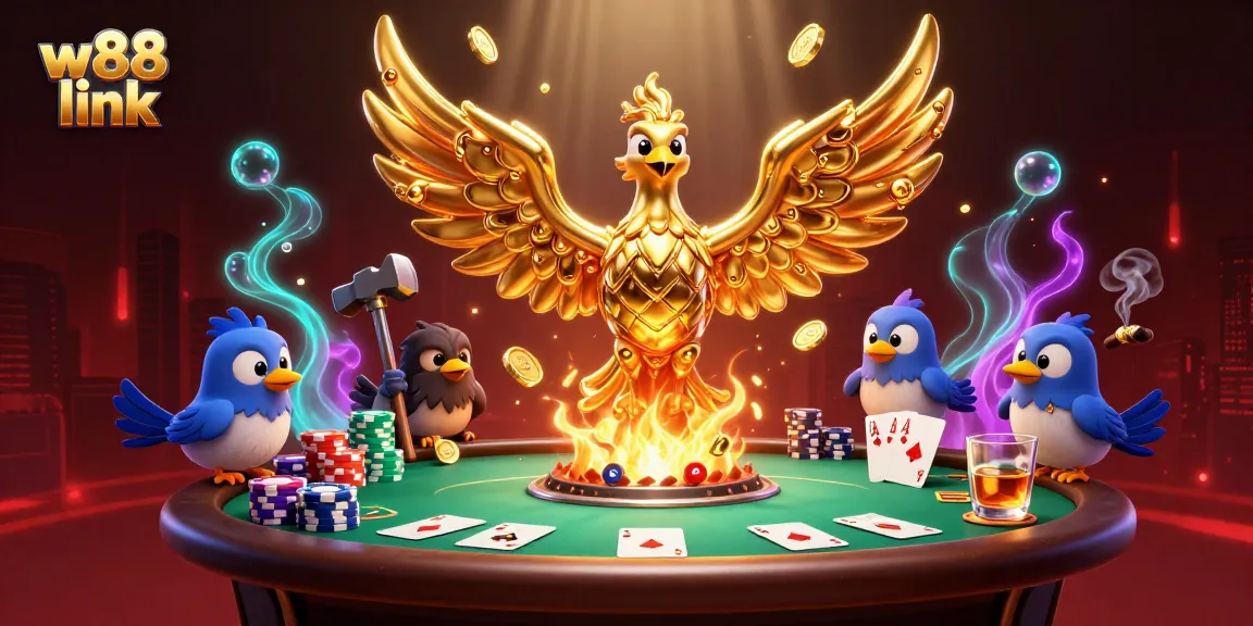 Experience the excitement of betting with the vibrant w88 link illustration showcasing gaming elements and characters.