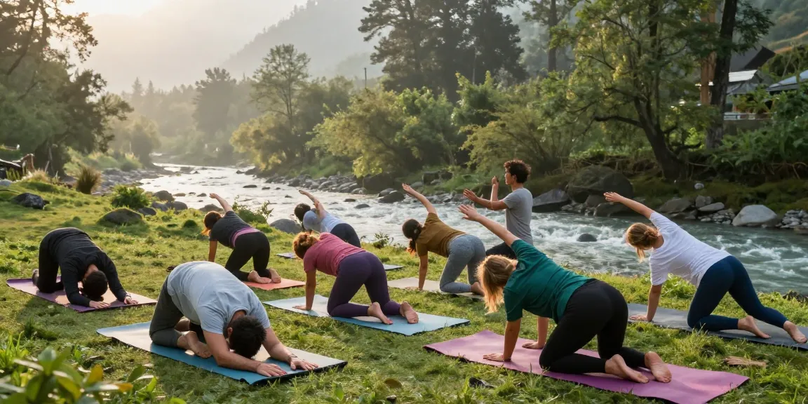 Advanced yoga practice scene showcasing the 500 hour yoga teacher training Rishikesh india program in the Himalayas.
