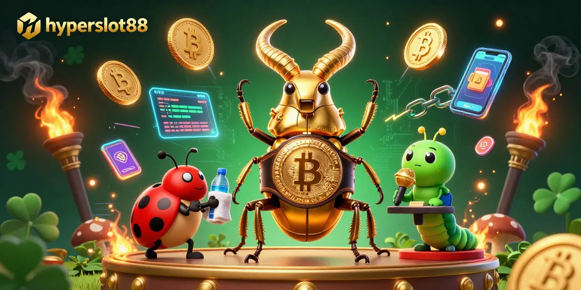 Engage with hyperslot88's thrilling play featuring cartoon beetles in an electrifying casino atmosphere.