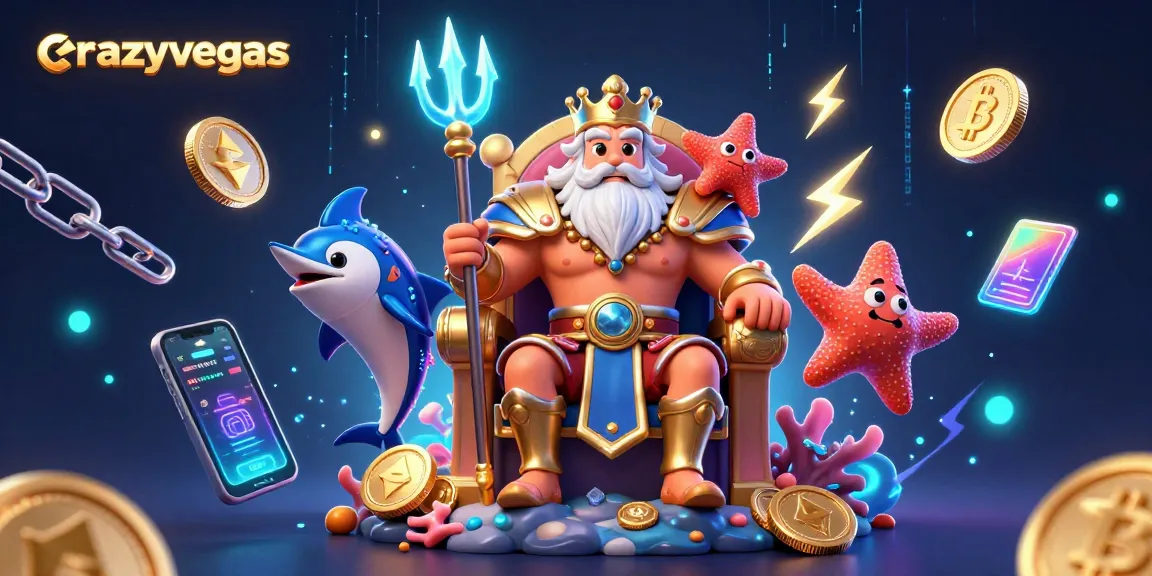 Play exciting games at crazyvegas with 3D animated Neptune and crypto coins enriching the casino experience.