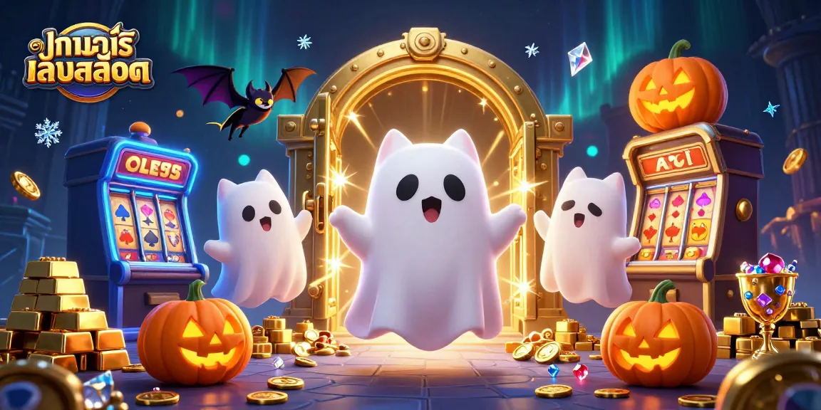 Mencoba bermain Mencoba Slot di kasino bergaya dengan kucing hantu dan bat vampir.