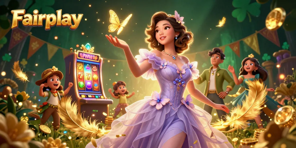 Engage in Fairplay slots with vibrant symbols and dazzling winning moments in a colorful 3D illustration.