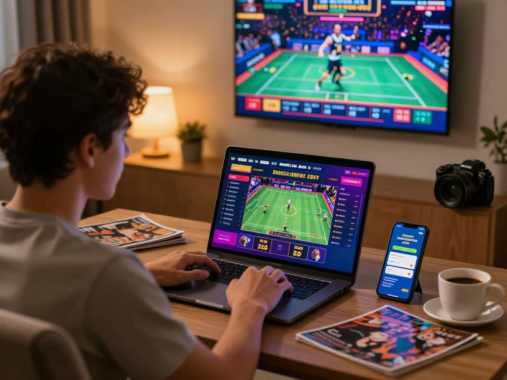 Exciting online betting experience with NHÀ CÁI ALO8 interface in a cozy home environment.