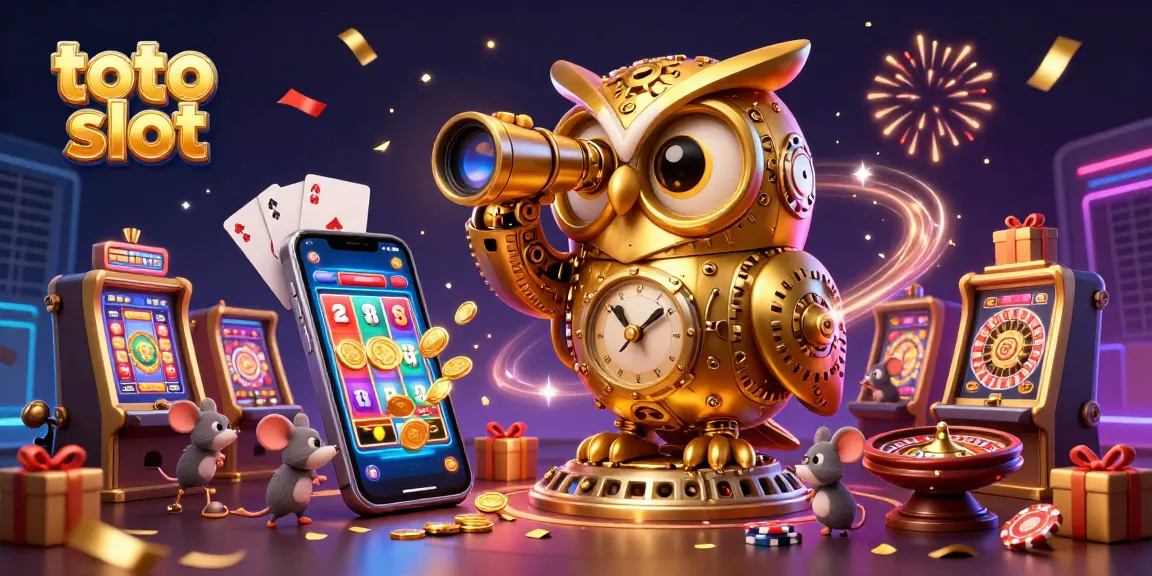 Engage with the exciting world of toto slot through a vibrant 3D casino illustration featuring lively characters and slot game elements.