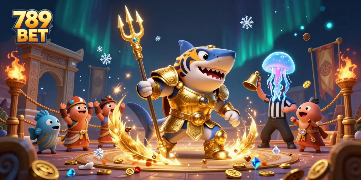 Engage in thrilling action with 789 BET, where a tiger shark warrior dominates an underwater betting arena.