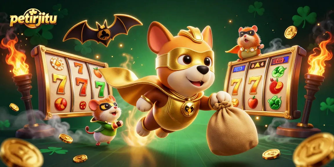 petirjitu menghadirkan superhero dan sidekick, menang jackpot dengan slot dan koin emas.